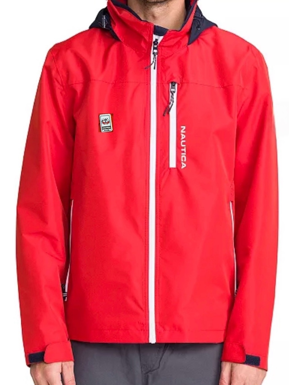 Nautica Red Hooded Windbreaker Jacket